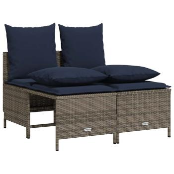4-teiliges Gartensofa-Set mit Kissen, grau, Polyrattan