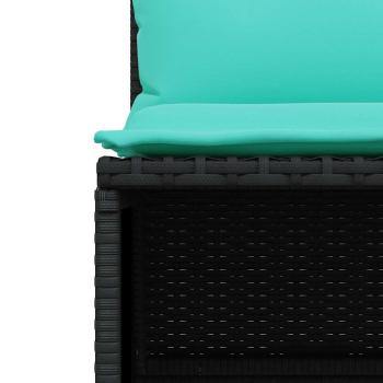 4-teiliges Gartensofa-Set mit Kissen, schwarzes Polyrattan