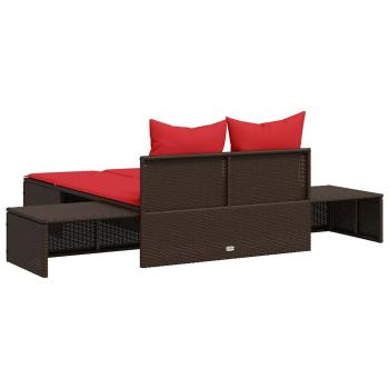 Doppelte Sonnenliege mit Kissen Braun Poly Rattan