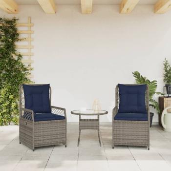Liegende Gartenstühle 2 Stk. Grau Poly Rattan