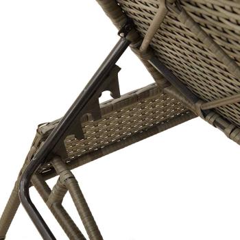 Sonnenliege mit Kissen Grau Poly Rattan