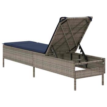Sonnenliege mit Kissen Grau Poly Rattan