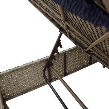 Sonnenliege mit Kissen Grau Poly Rattan