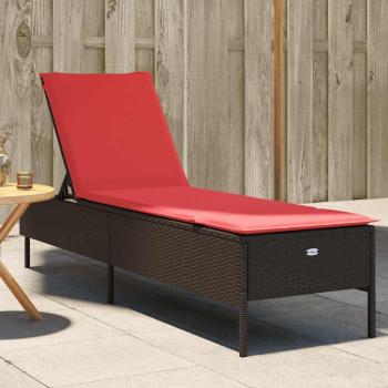 ARDEBO.de - Sonnenliege mit Kissen Braun Poly Rattan