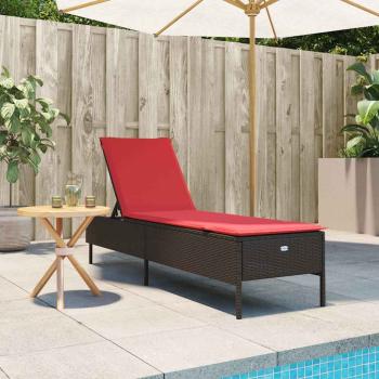 Sonnenliege mit Kissen Braun Poly Rattan
