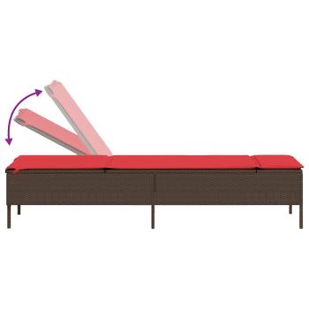 Sonnenliege mit Kissen Braun Poly Rattan