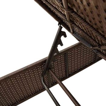 Sonnenliege mit Tisch und Kissen Braun Poly Rattan