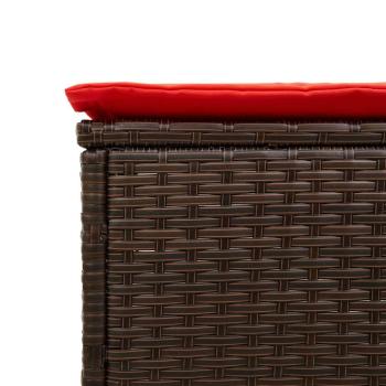 Sonnenliege mit Tisch und Kissen Braun Poly Rattan