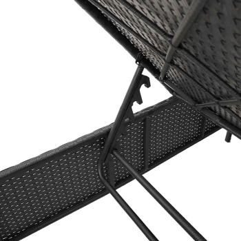 Sonnenliege mit Tisch und Kissen Schwarz Poly Rattan
