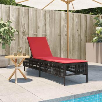 Sonnenliege mit Kissen Braun Poly Rattan