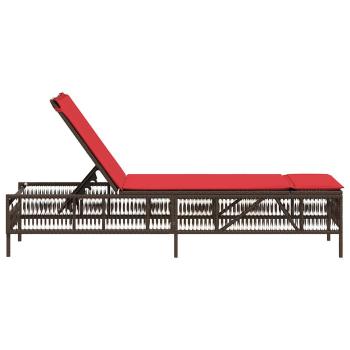Sonnenliege mit Kissen Braun Poly Rattan