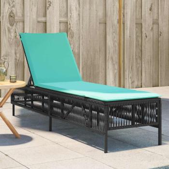 ARDEBO.de - Sonnenliege mit Kissen Schwarz Poly Rattan