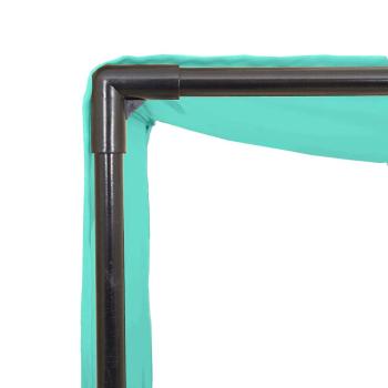 Doppelte Sonnenliege mit Dach und Vorhängen, schwarzes Polyrattan