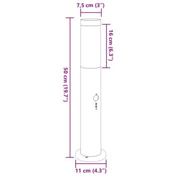 ARDEBO.de - Pollerleuchte mit Sensor 50 cm Edelstahl IP44