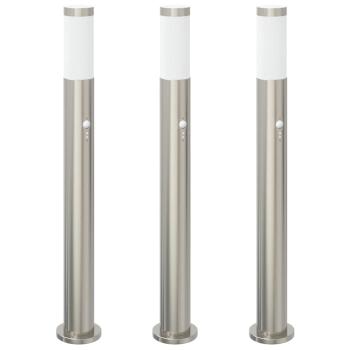 Pollerleuchten mit Sensor 3er 80 cm Edelstahl IP44