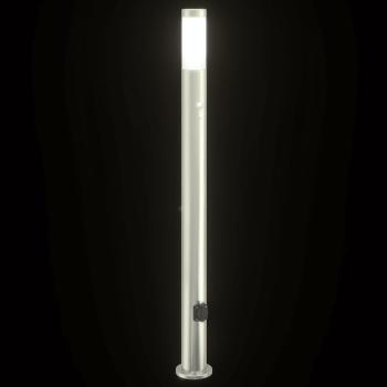 Pollerleuchte mit Sensor und Steckdose 110 cm Edelstahl IP44