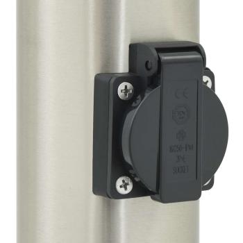 Pollerleuchte mit Sensor und Steckdose 110 cm Edelstahl IP44