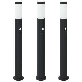 Pollerleuchten mit Sensor 3er 80 cm Edelstahl IP44