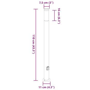 Pollerleuchte mit Auslass 110 cm Edelstahl IP44