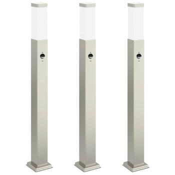 Pollerleuchten mit Sensor 3 Stk. 80 cm Edelstahl IP44