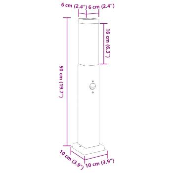Pollerleuchte mit Sensor 50 cm Schwarz IP44