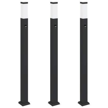 Pollerleuchten mit Sensor 3 Stk. 110 cm Schwarz IP44