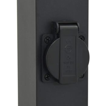 Pollerleuchte mit Sensor und Steckdose 50 cm Schwarz IP44