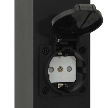 Pollerleuchte mit Sensor und Steckdose 50 cm Schwarz IP44