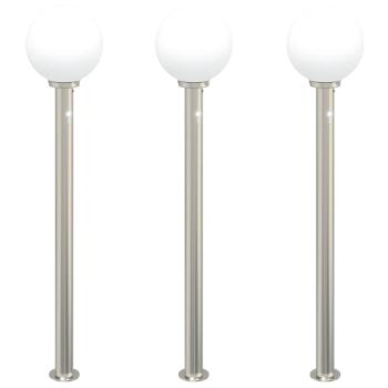 ARDEBO.de - Pollerleuchten mit Sensor 3 Stk. 120 cm Edelstahl IP44