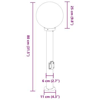 Pollerleuchte mit Auslass 80 cm Edelstahl IP44