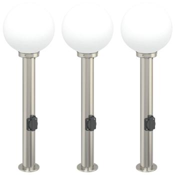 Pollerleuchten mit Auslass 3 Stk. 80 cm Edelstahl IP44