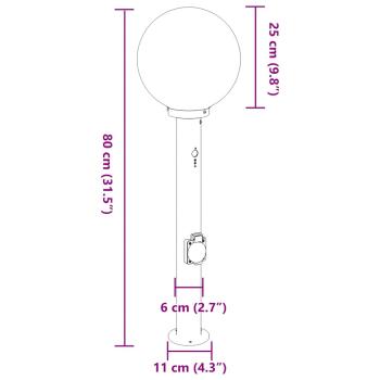 Pollerleuchte mit Sensor&Steckdose 80 cm Edelstahl IP44