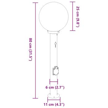 Pollerleuchten mit Sensor&Steckdose 3 Stk. 80 cm Edelstahl IP44
