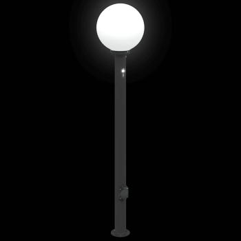 Pollerleuchte mit Sensor und Steckdose 120 cm Schwarz IP44