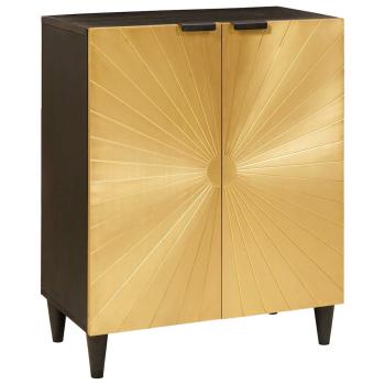ARDEBO.de - Sideboard Schwarz und Gold 60 x 33 x 75 cm massives Mangoholz