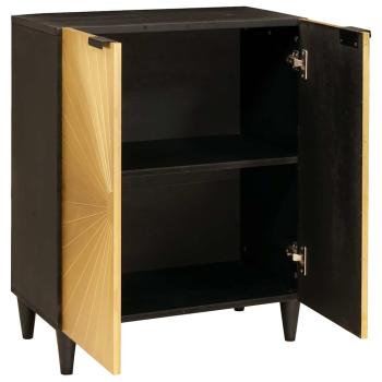 Sideboard Schwarz und Gold 60 x 33 x 75 cm massives Mangoholz