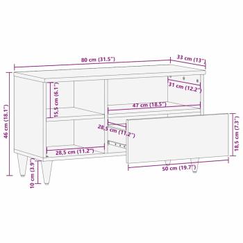 TV-Schränk Schwarz und Gold 80 x 33 x 46 cm massives Mangoholz