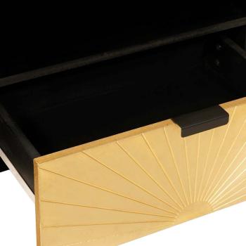TV-Schränk Schwarz und Gold 80 x 33 x 46 cm massives Mangoholz