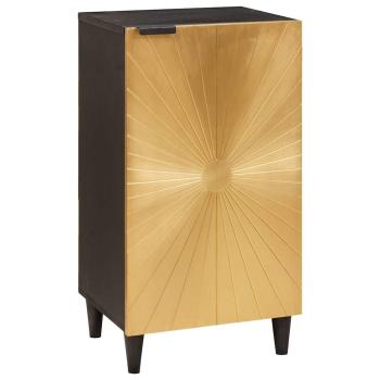 ARDEBO.de - Sideboard Schwarz und Gold 40 x 33 x 75 cm massives Mangoholz