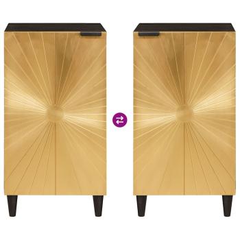 Sideboard Schwarz und Gold 40 x 33 x 75 cm massives Mangoholz