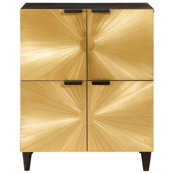 Beistellschrank mit Speicher Schwarz und Gold 60 x 33.5 x 75 cm