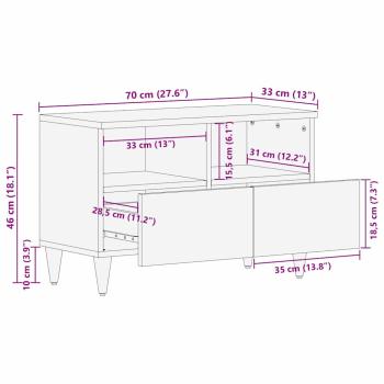 TV-Schränk Hellbraun 70 x 33 x 46 cm massives Mangoholz