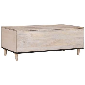 Couchtisch mit Regal Beige 100 x 54 x 40 cm massives Mangoholz