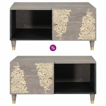 Couchtisch Grau 80 x 50 x 40 cm massives Mangoholz