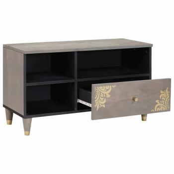TV-Schränk Grau und Gold 80 x 33.5 x 46 cm Massivholz Mango