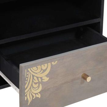 TV-Schränk Grau und Gold 80 x 33.5 x 46 cm Massivholz Mango