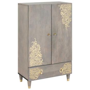 ARDEBO.de - Hochboard Grau und Gold 60 x 33.5 x 100 cm Massivholz Mango