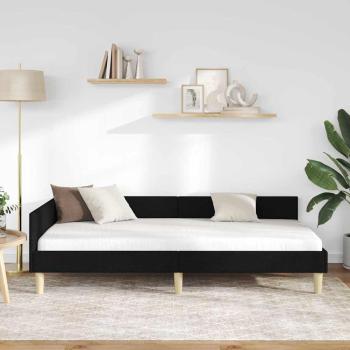 Eckbettgestell Schwarz 80 x 200 cm Stoff und Werkstoffholz