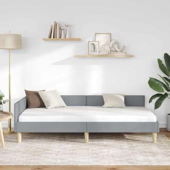 Eckbettgestell Hellgrau 90 x 190 cm Stoff und Werkstoffholz