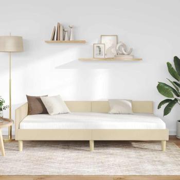 Eckbettgestell Creme 100 x 200 cm Stoff und Werkstoffholz